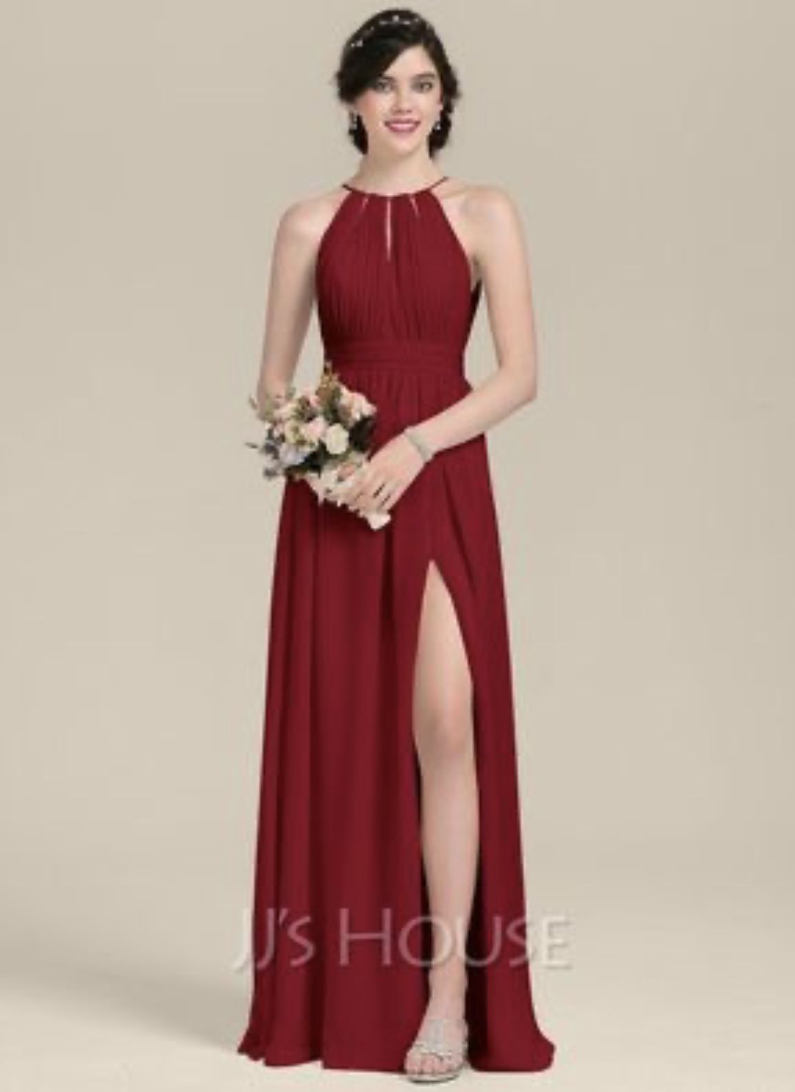 A Line Scoop Neck Floor Length Chiffon Bridesmaid Dress With Ruffle Bow(hs) Split Front Size 14 - joarbit.com A Line Scoop Neck Floor Length Chiffon Bridesmaid Dress With Ruffle Bow(hs) Split Front Size 14 - joarbit.com
