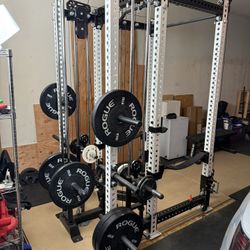 Full Home Gym Power Rack And Weights By Rep Fitness And Rogue