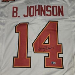 Brad Johnson Autographed White Custom  Jersey- Beckett  Tampa Bay Buccaneers 