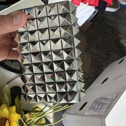 Silver Studded Makeup Brush Holder Pen Holder Storage Container 