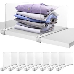 8 Pack Acrylic Shelf Dividers for Closet Organization, Clear Shelf Divider Fits Shelves of 0.4-1 Inch,Purse Organizer for Closet, Shelf Organizer, Clo