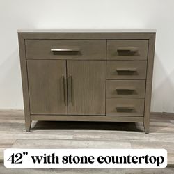 42'' Solid Wood Bathroom Vanity Cabinet with Stone Countertop(Open Box)