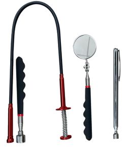 Heavy Duty 4-in-1 Telescoping Magnetic Pickup Tool Set — Flexible Claw Grabber, 16LB Magnet Stick, 2LB Pocket Magnet Pen, 360° Inspection Mirror for M