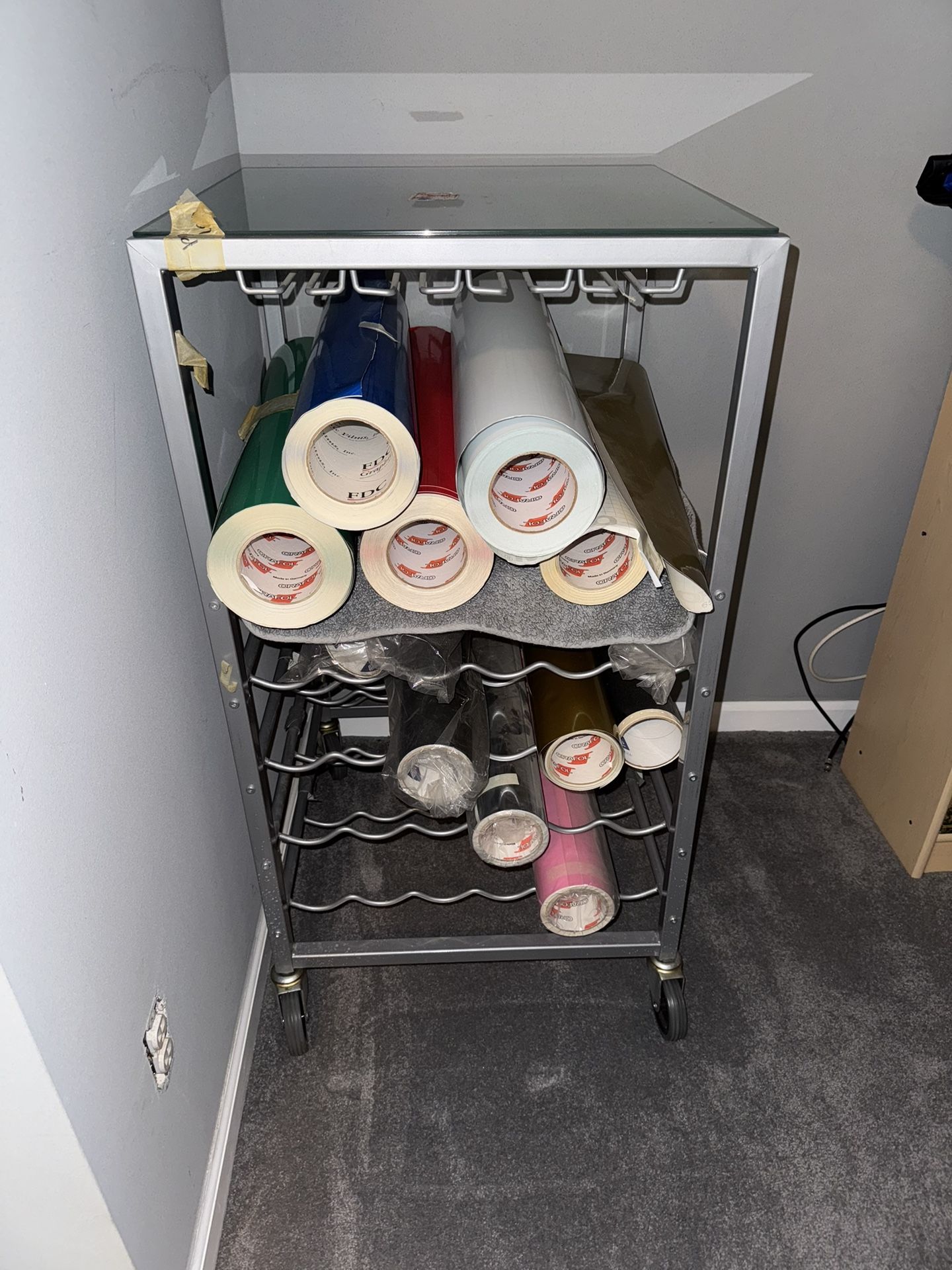 Adhesive Vinyl Rolls And Super Heavy Duty Storage Roll Cart