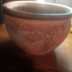 Flower Pot With Designs On it . 