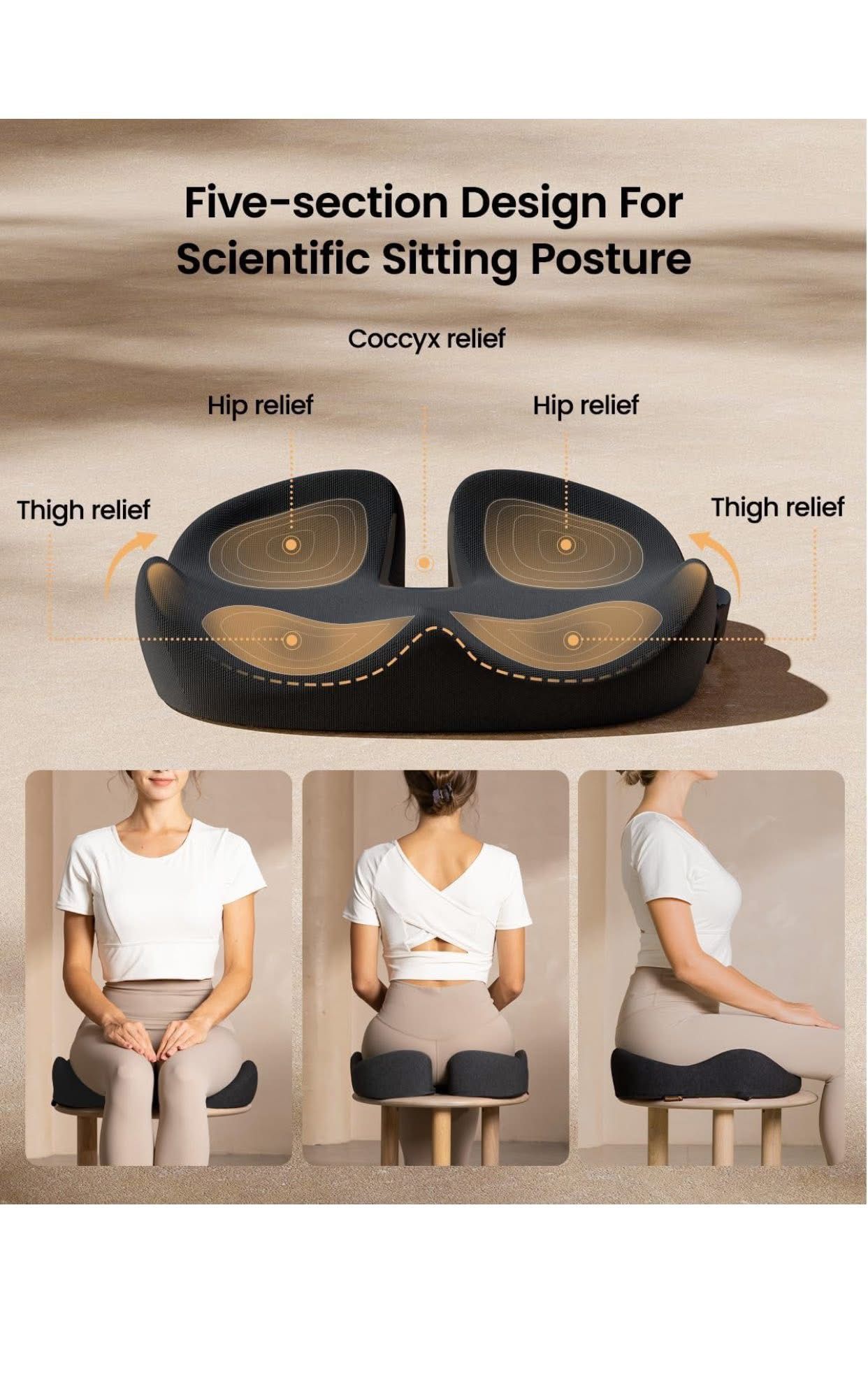 ProtoArc Seat Cushion for Tailbone Pain Relief, Office Chair Cushion,