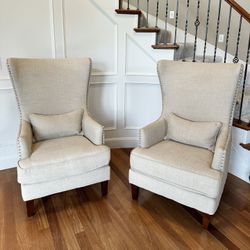 2 Large Upholstered Wingback Chair