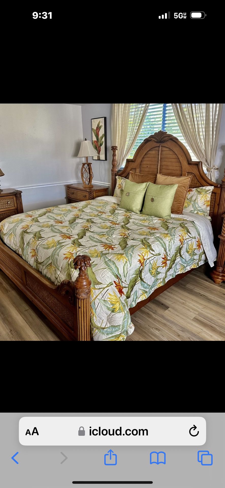 6 Piece Tommy Bahama Style Queen Bedroom Set 