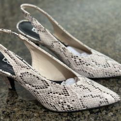 Bar III Pointed Toe Sling Back Snake Heels