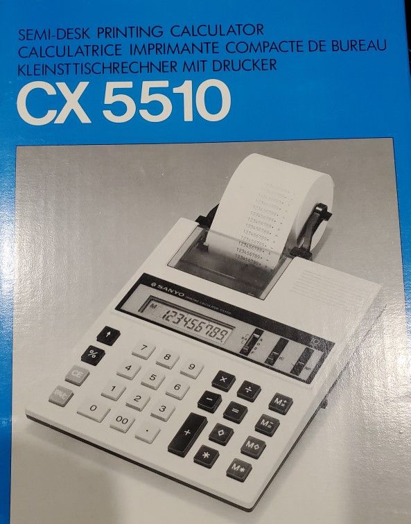 Vintage Sanyo Calculator CX 5510 With Adapter. MINT/Sealed! 