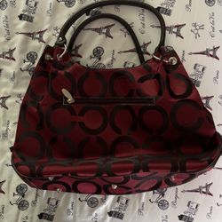 Coach Shoulder Bag  with Strap Burgundy 
