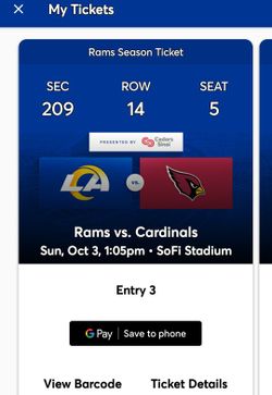 2 GREAT SEATS TO A DIVISION RIVAL OF 2 UNDEFEATED TEAMS AT 3-0 GOING TO BE AN EPIC GAME IN ONE VERY LIVE CELEBRITY FILLED NEW STADIUM AT SOFI INGLEWOO