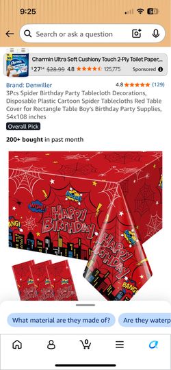 Spider-Man Themed Tablecovers- looks to be 8 Count