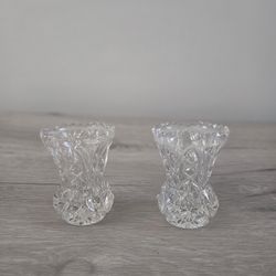 Vintage Princess House Lead Crystal Small Bud Vase Toothpick Holder 3"
