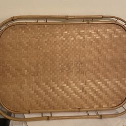 Set of 14 Vintage Rattan And Bamboo Trays 