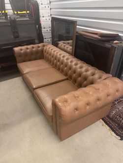 Tufted Leather Chesterfield Sectional Sofa