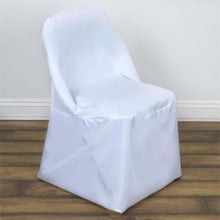 NEW White Polyester Folding Chair Cover, Reusable Stain Resistant Slip On Chair Cover