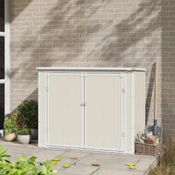 4.7ft. W x 2.5ft. D Plastic Shed with Hydraulic Gas Springs and Double Door (11.75 sq. ft. $130  Brand new in box       Sweet Home Furniture Address: