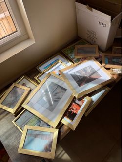 Set of 16 Gold Picture Frames – Mixed Sizes – Wall & Tabletop