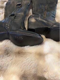 Bedistu Letter Western Wedge Heel Boots