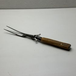 Vintage Carving Fork Antler Handle Meat Guard E-12