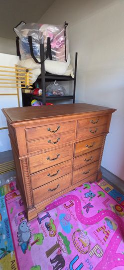 Solid Wood Dresser with Brass Hardware