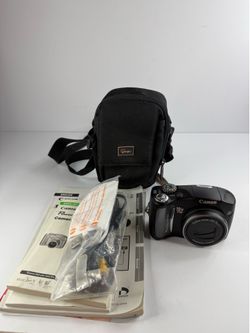 Canon PowerShot SX100 IS 8.0MP Digital Camera Black Tested w Case Manual