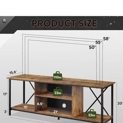 😀 WLIVE TV Stand for TV up to 65”, 55" Entertainment Center, Industrial TV Console with Open Storage Shelf for Living Room and Bedroom, Rustic Brown