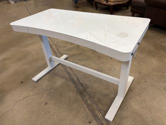 TWIN STAR White Glass Top Single Drawer Electric Standing Desk