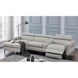 4 Piece Sectional with Power Recliners And Wireless  Charger Storage Console