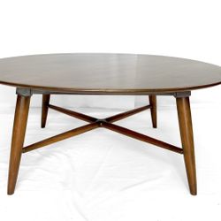 Mid Century Modern Wood Round Coffee Table 