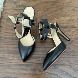 Charlotte Olympia Black Heels- Silver Buckle Straps