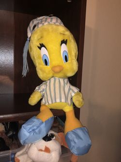 20” sleepy Tweety Bird pajamas night cap slippers nightgown plushie plush doll collector toy ! Looney tunes vintage 1998! Huge doll! Bedtime yoga Twe