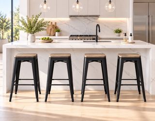 New Set of 4 30 Inches Metal Bar Stools High Backless Stools Indoor-Outdoor Stackable Kitchen Stools New in box STL002 Barstools Metal barstools Di