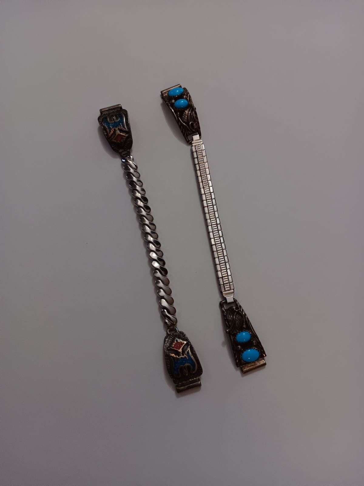 Vintage Watch. Two CLASSIC silver Turquoise watch Bands.