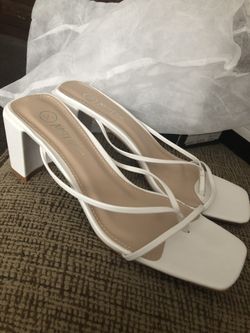 Nasty Gal  Mule Be Back Strappy Black Heeled Mule White Size 7