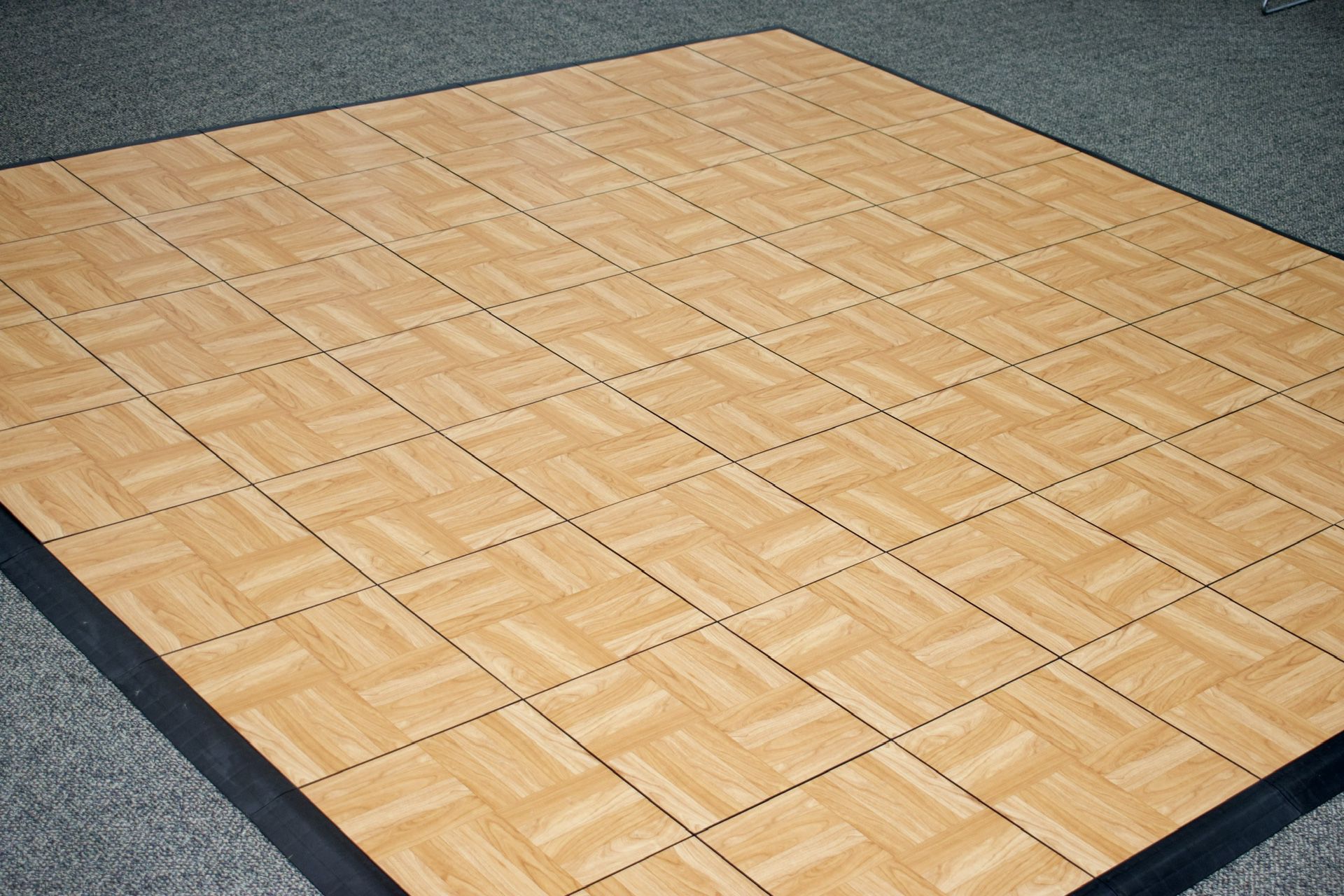 10ftX 10ft Oakwood Dance Floor Tiles With Female & Male Border Ramp & Tile Corner
