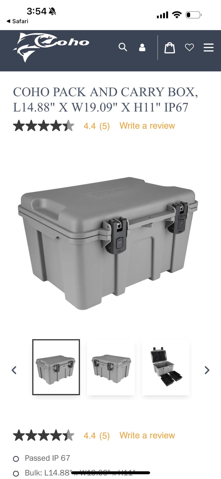 COHO PACK AND CARRY BOX, L14.88" X W19.09" X H11" IP67