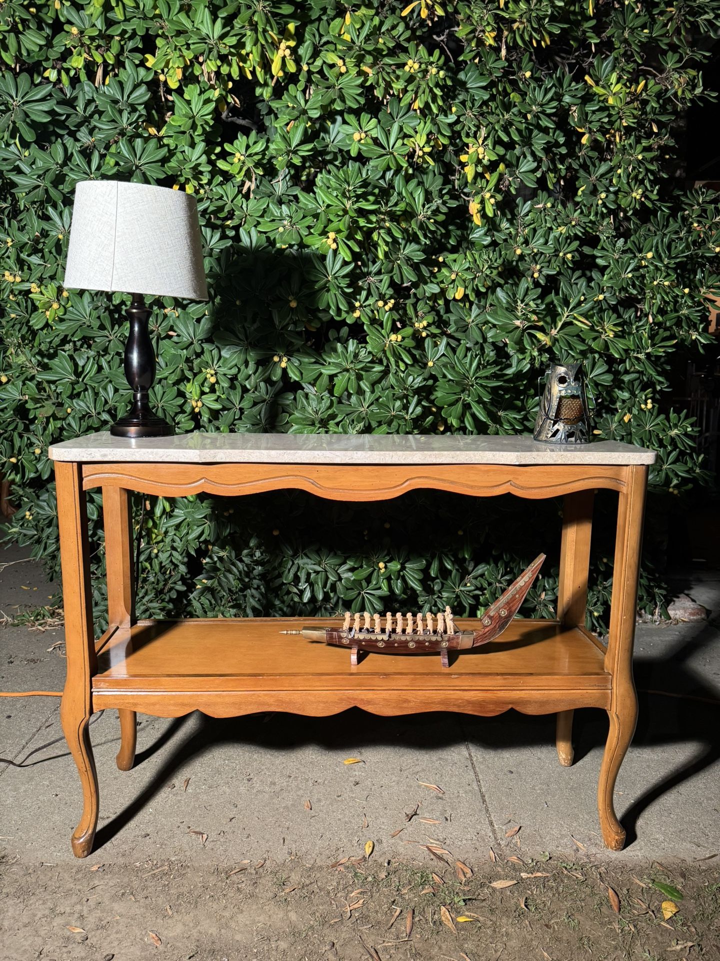 Vintage French Provincial style console table with a marble
