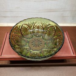 Vintage Green Pressed Glass Dish 