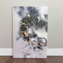 36x24 Large Black/White/Gold Canvas Art Abstract Artwork