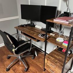Walnut Brown Desk with Shelves/Drawers