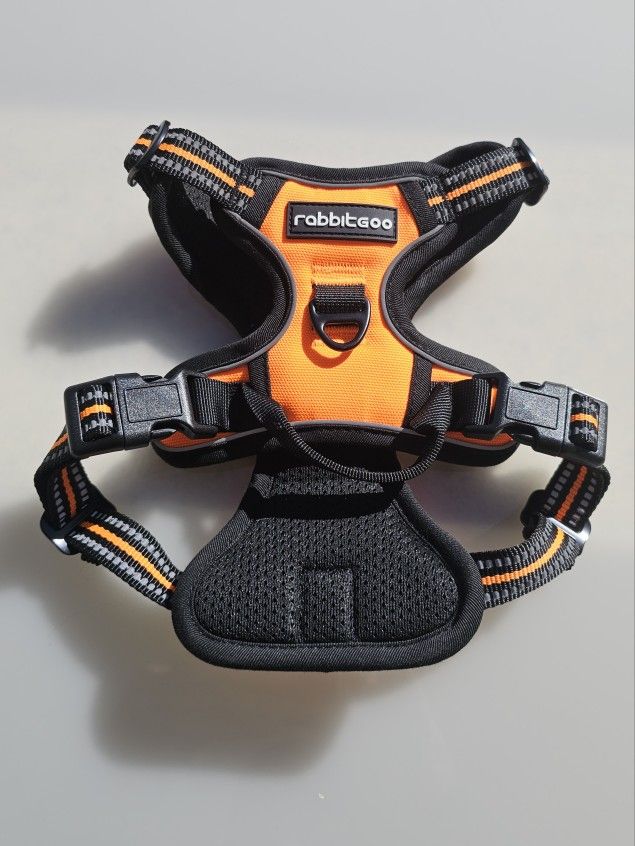 Rabbitgoo Dog Harness No-Pull Adjustable Collar Soft Vest Bright Orange SMALL