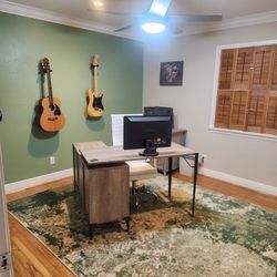 Gray Office Desk and Filing Drawer Cabinet