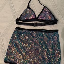 Two Piece Sequined Rave Outfit