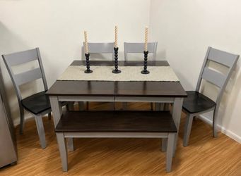 Modern Farmhouse Dining Set w/ Bench & Leaf