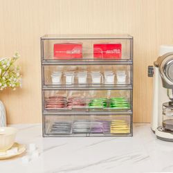 Vtopmart.12.1 inch wide transparent stackable storage drawer Acrylic plastic storage box 4pcs