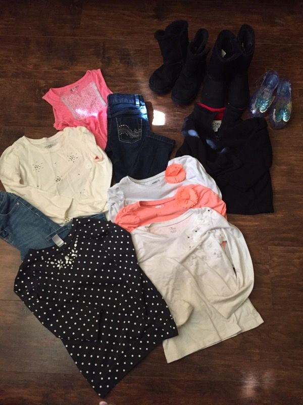 Various size toddler girls and boy clothes and shoes