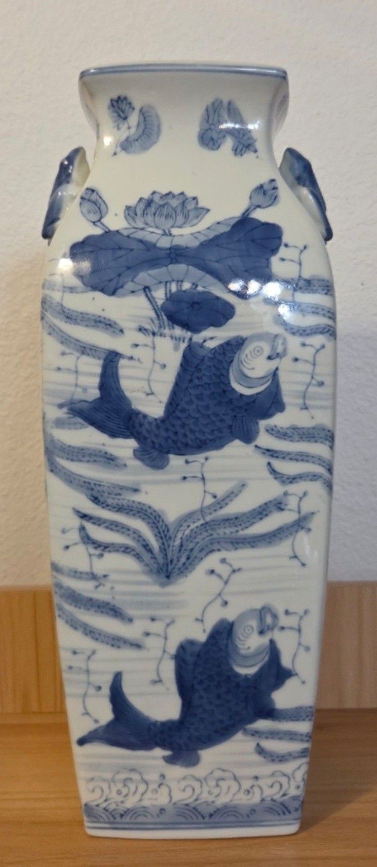 Chinese Blue and White Frog/Toad Handle Vase