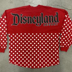 Disneyland Spirit Jersey Adult Large Long Sleeve Polka Dot Minnie Red